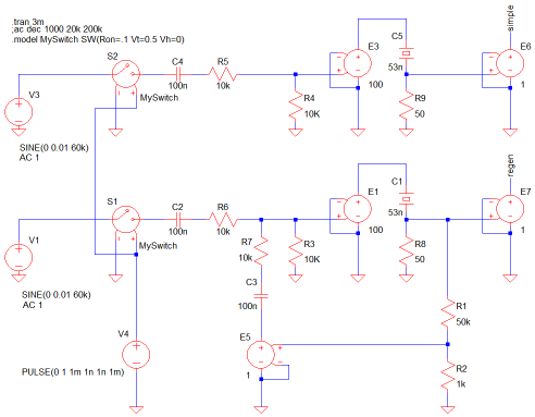 Regenerative crystal amplifier SPICE Schematic
