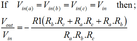 Summing Amplifier Equation