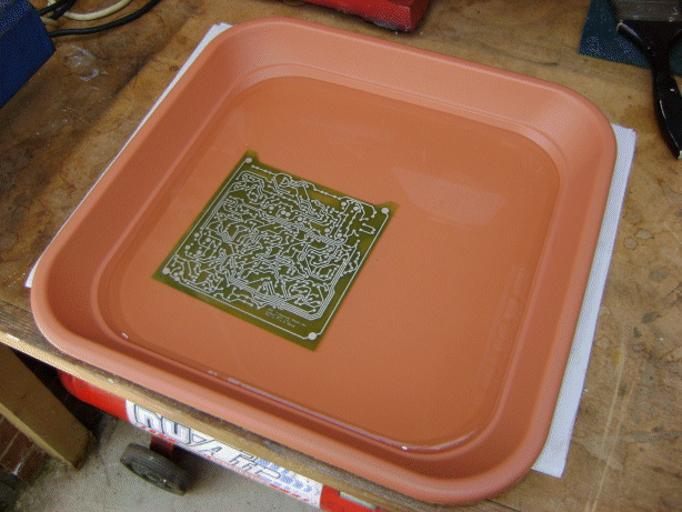 A picture of a PCB during manufacture