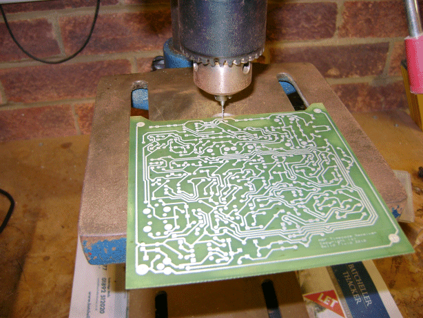 A picture of a PCB during manufacture