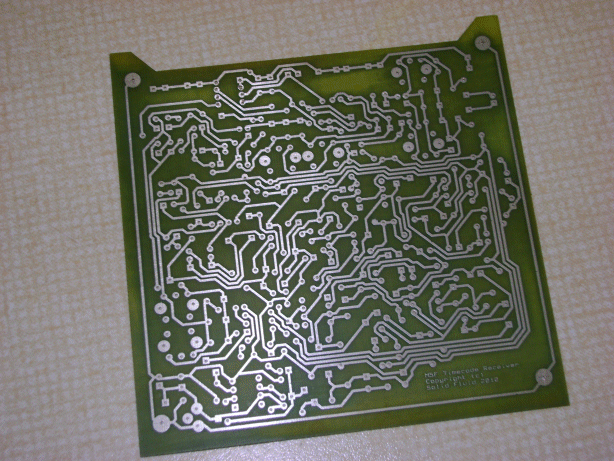 A picture of a PCB during manufacture