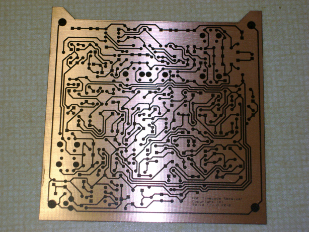 A picture of a PCB during manufacture