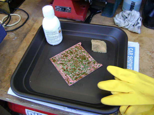 A picture of a PCB during manufacture