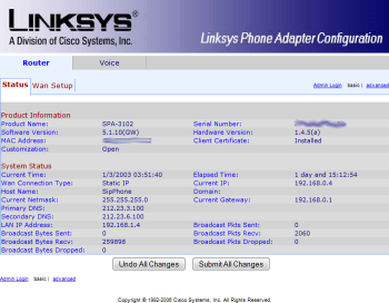 The SPA3102 Config interface