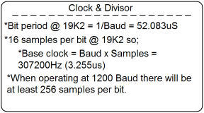 A table showing calcualtion for the module base clock