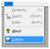 The the licence menu option