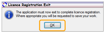 The licence exit dialog